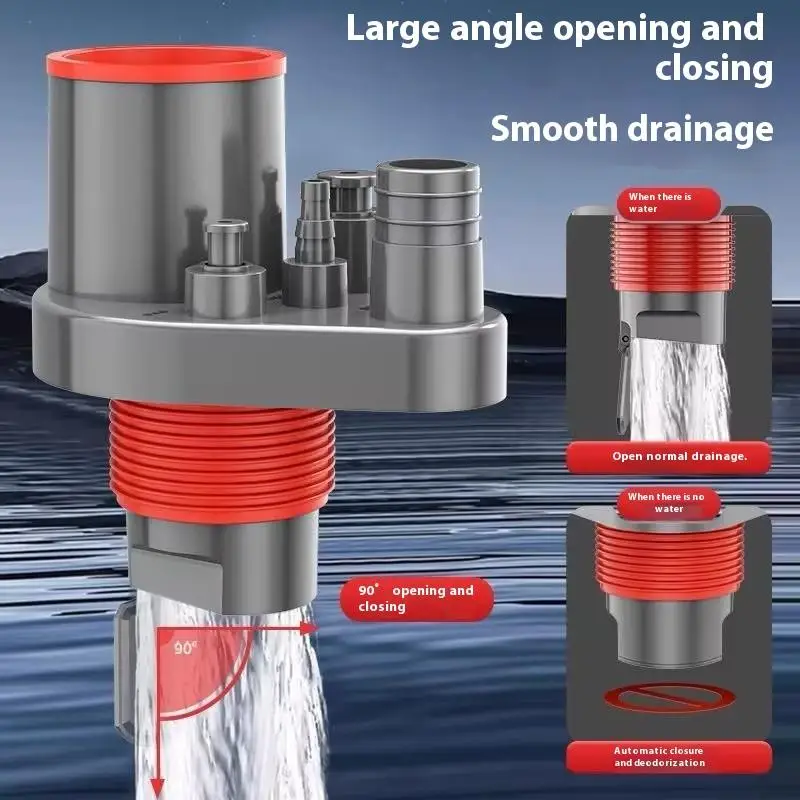 Universal 5 In 1 Sealing Ring Sink Drain Pipe Adapter Anti Odor Multifunctional Kitchen Basin Sewer Branch