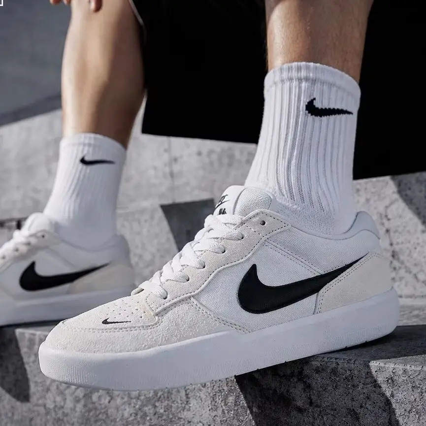 Unisex Low Top Canvas Suede Skateboard Sneakers CZ2959-003 Black White Mix Material Upper Perforated Detail Breathable Padded