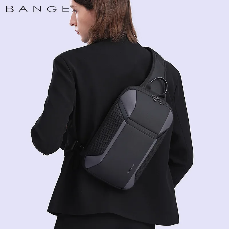 BANGE-Sacs antivol multifonctions pour hommes, sac à bandoulière Oxford pour court voyage, sac de poitrine de chargement USB