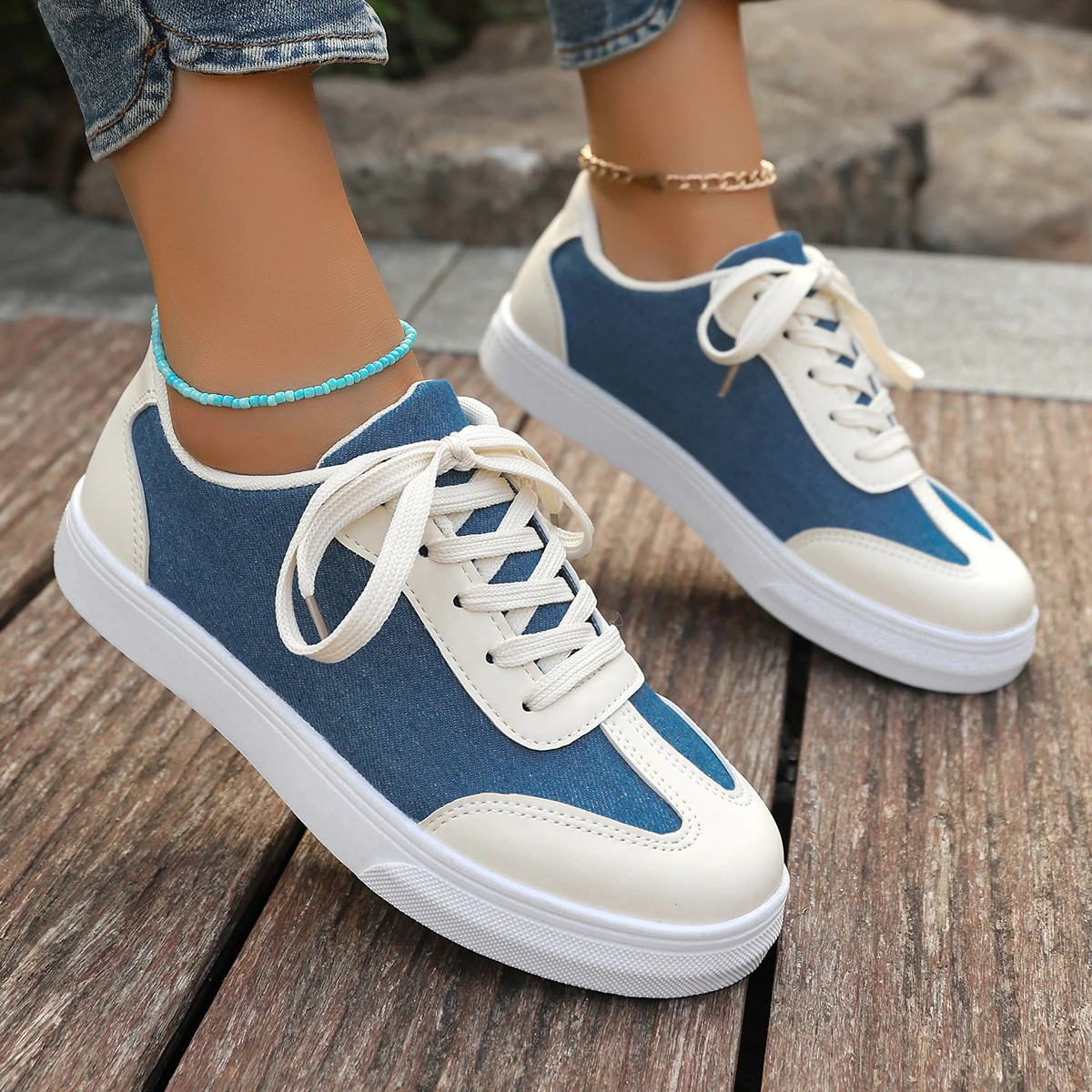 Casual Sports Outdoor Women's Shoes 2024 Spring and Autumn Breathable Large Size 36-43 Women's Single Shoes Flat Lace Up Shoes