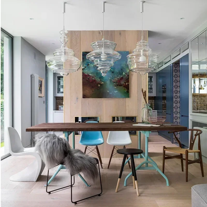 الصناعية خمر الزجاج قلادة مصباح الإبداعية قلادة مصباح بار غرفة الطعام مصباح الفن الإضاءة غرفة نوم السرير الخفيفة