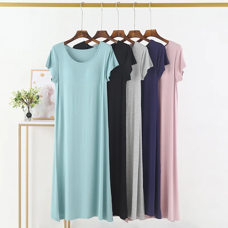 Sleeveless Home Dress Women's No Bra Loose Extended Nightgown round Neck Can Wear out Long Dress Lazy Style Summer Polyester