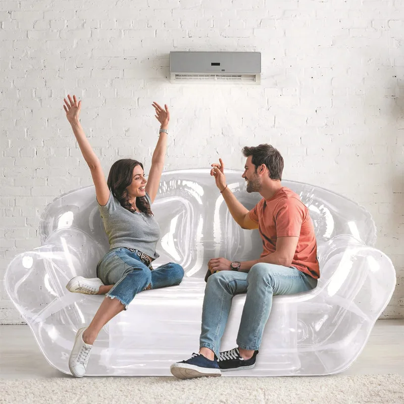 

Transparent Air Sofa Double Size | Inflatable Couch for 2 | Art Photo Photoshoot Chair | Blow Up Clear Furniture