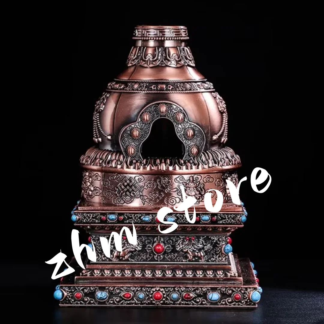 Multifunctional Incense Burner Alloy Engraved Large Size Stupa Aromatherapy Stove Meditation Smoke Furnace Altars Decorative