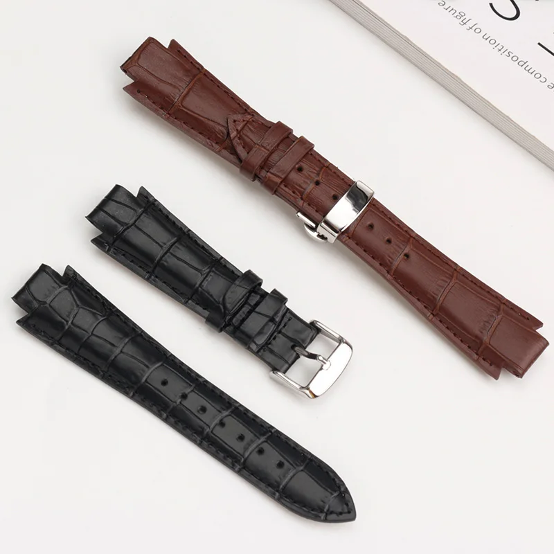 24x14mm Cowhide Leather Watchband For 1853 Tissot T60 Strap Belt L875/975K Series Bracelet Convex End Watch Strap Accessories