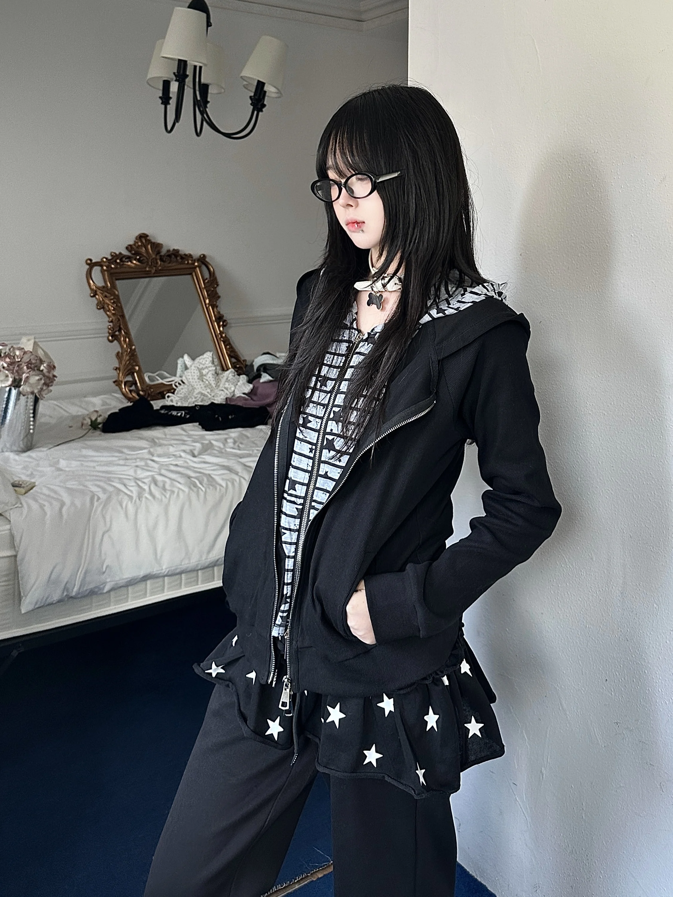 

Женский легкий кардиган Slim Fit с полосками, имитация двухслойности, пэчворк, звездные и полосатые вставки, базовый слой, весенний топ, открытый кардиган