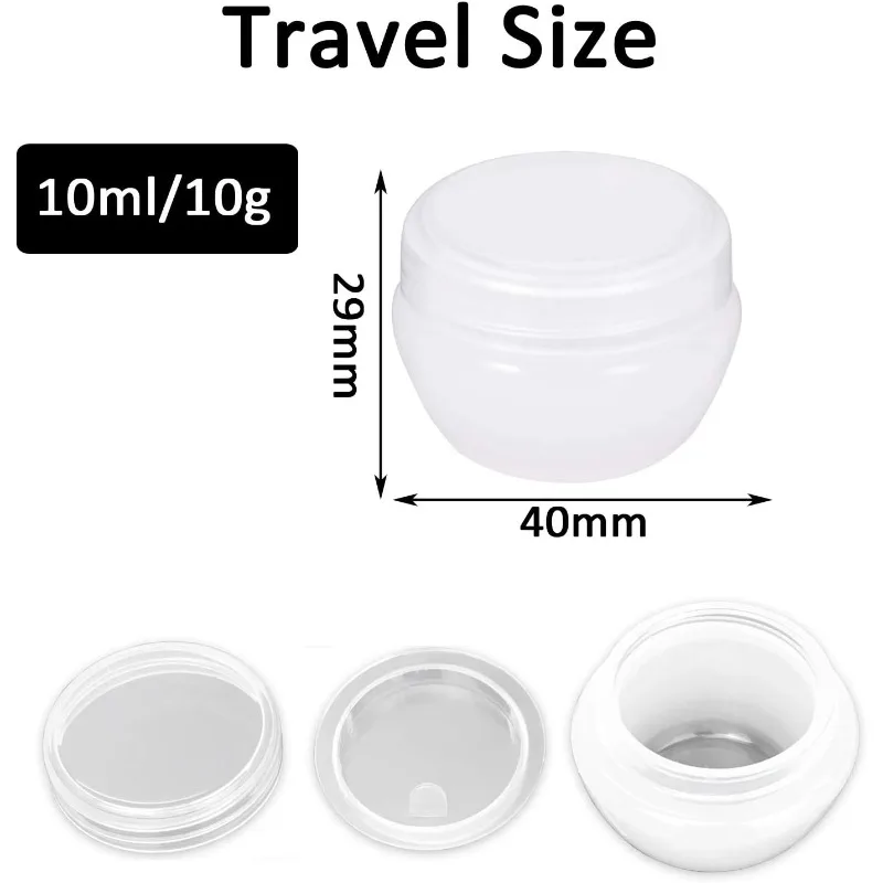 20 Pieces 10ml / 10g Empty Clear Cosmetic Pots Plastic Refillable Travel Sample Container Jars for Makeup Creams Lotions