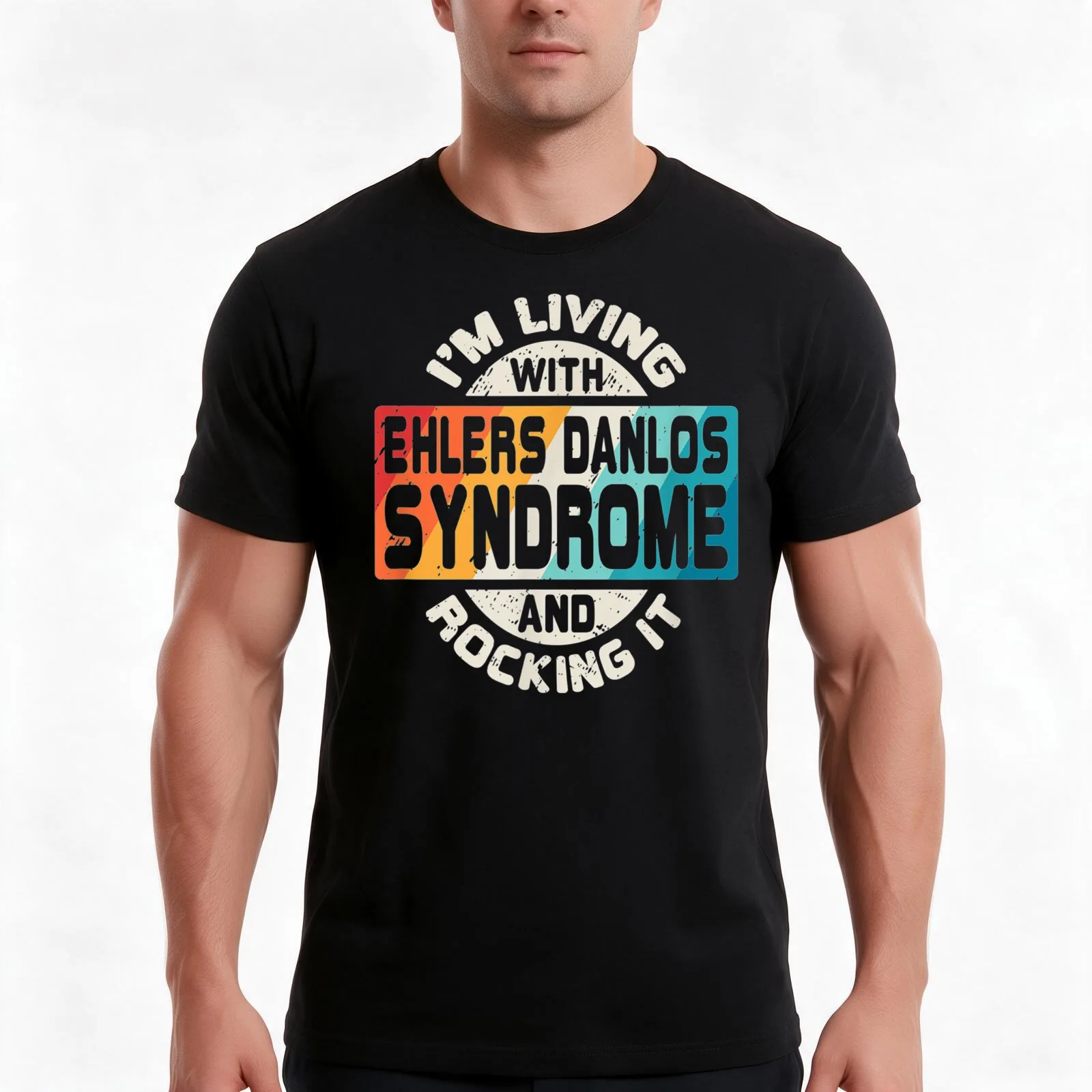I'm Living With Ehlers Danlos Syndrome And Rocking It T-Shirt, Summer Casual Cotton Tee, Oversized Streetwear Tops, 100% Cotton