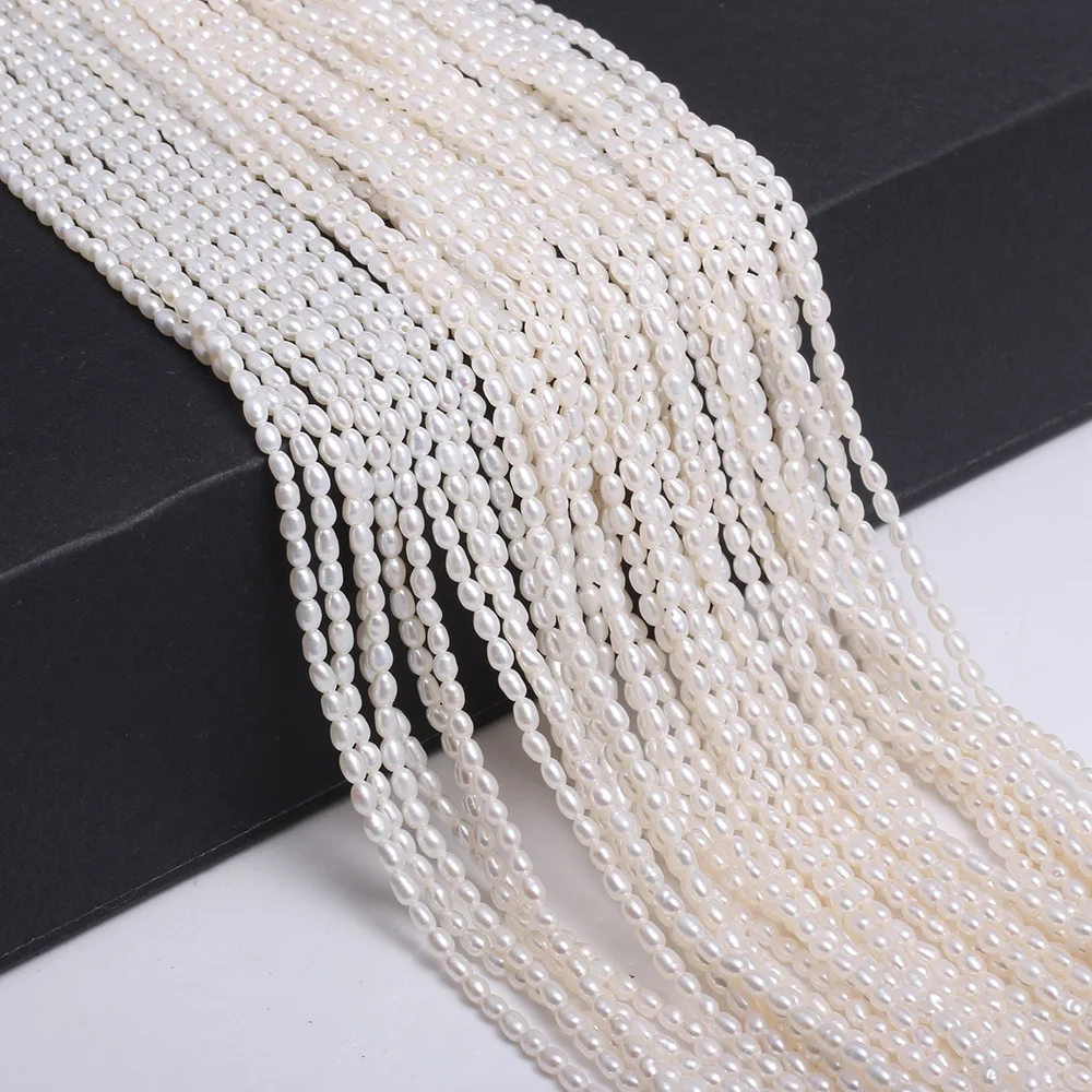 2-2.5mm Stylish Small Rice-shaped Pearls White Natural Freshwater Pearls Loose Spacer Beads for Jewelry Making DIY Accessories