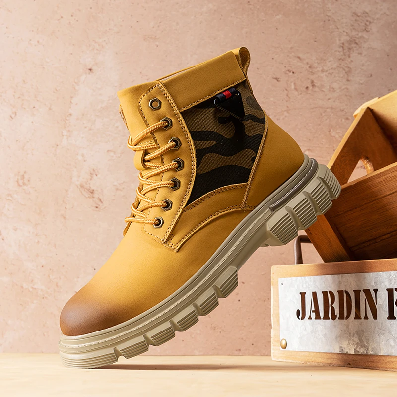 Men's Autumn High-Top British Style Retro Work Boots Men's Outdoor Hiking Retro Genuine Leather Motorcycle Boots