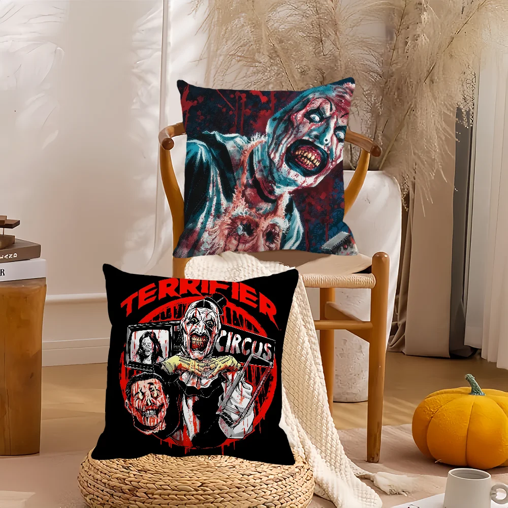Horror Clown Halloween Movie Terrifier Pillow Case Office Cushions Suitable For Sofa Car Bedroom Decorative Cushion Cover