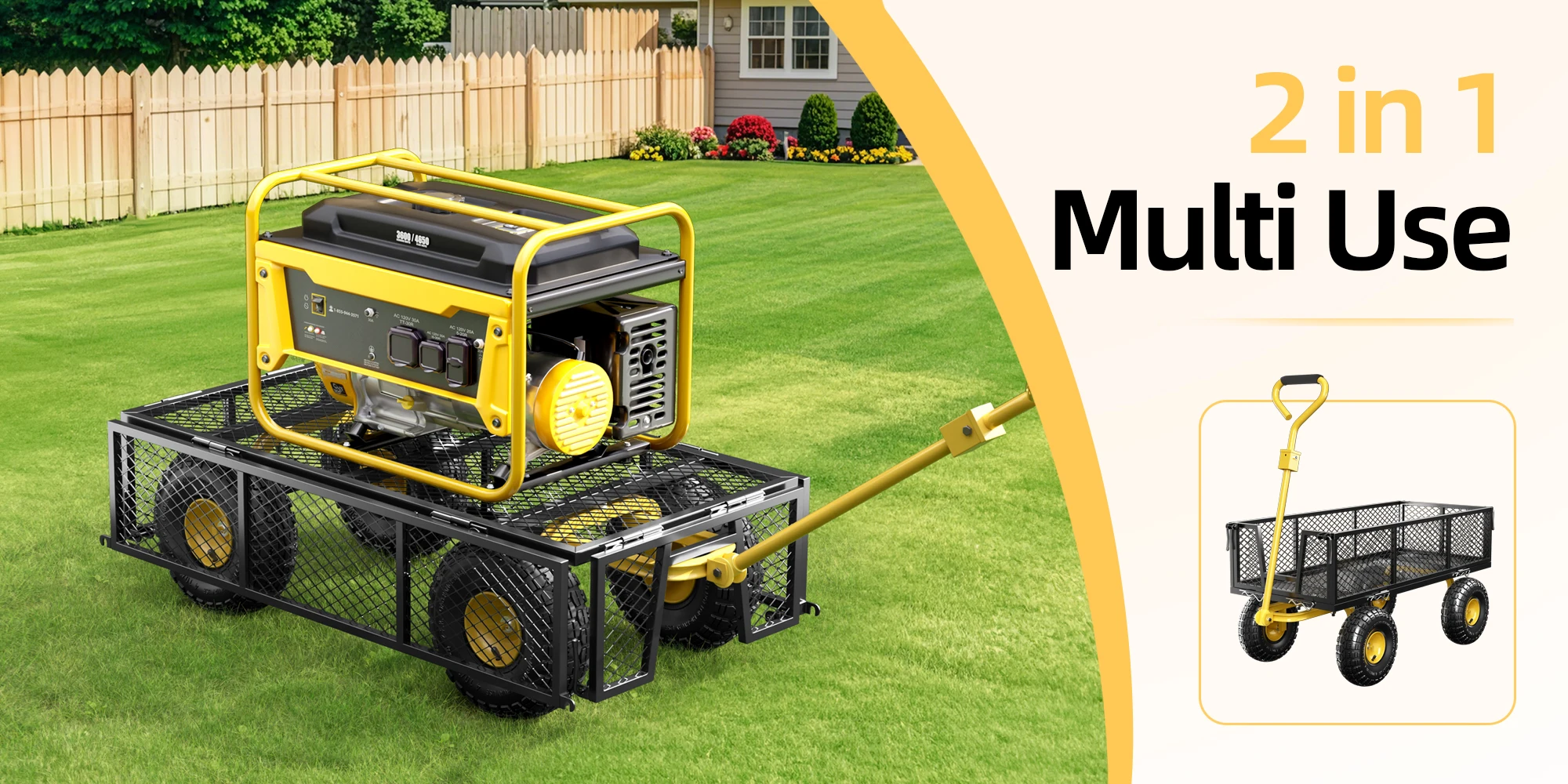 YDC-2503 لوحة إطار شبكي مسطحة محمولة بأربع عجلات قابلة للطي لوازم الحدائق عربة يدوية للتخييم في الهواء الطلق والشاطئ #3