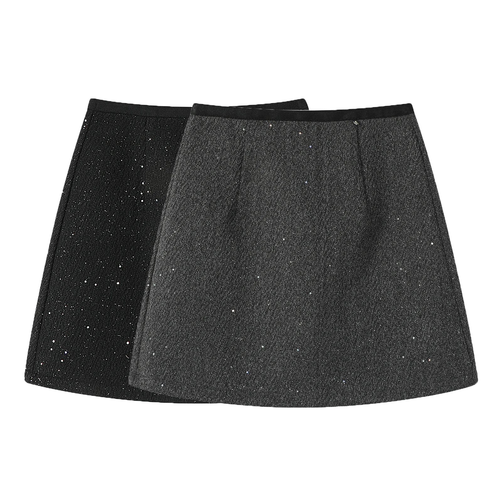 Jesienno-zimowe spódnice damskie z wysokim stanem, w stylu vintage, wełniane, o kroju litery A, z zakładką, nowość 2025, luźne, codzienne, z zamkiem błyskawicznym z tyłu, seksowne mini spódniczki damskie.