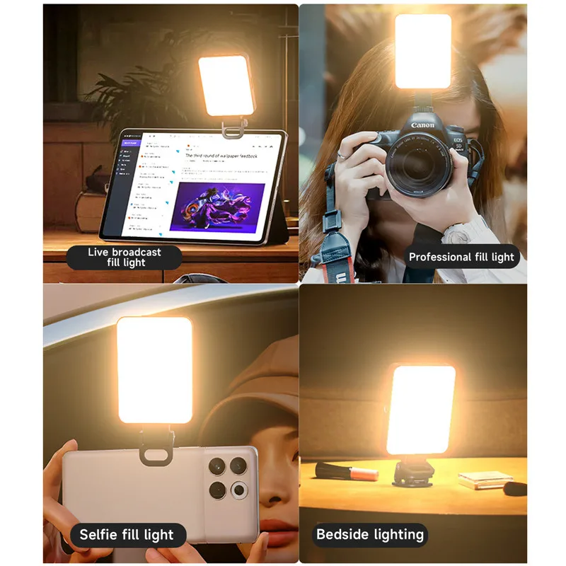 Lampu LED klip Video fotografi portabel pada kamera 3000K-6500K lampu bi-color Cold Shoe untuk kamera DSLR Camcorder Gopro Vlog