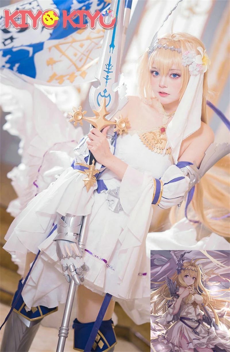 

KIYO-KIYO Granblue Fantasy Joan of Arc Bride Cosplay Costume White dress female Custom made/size