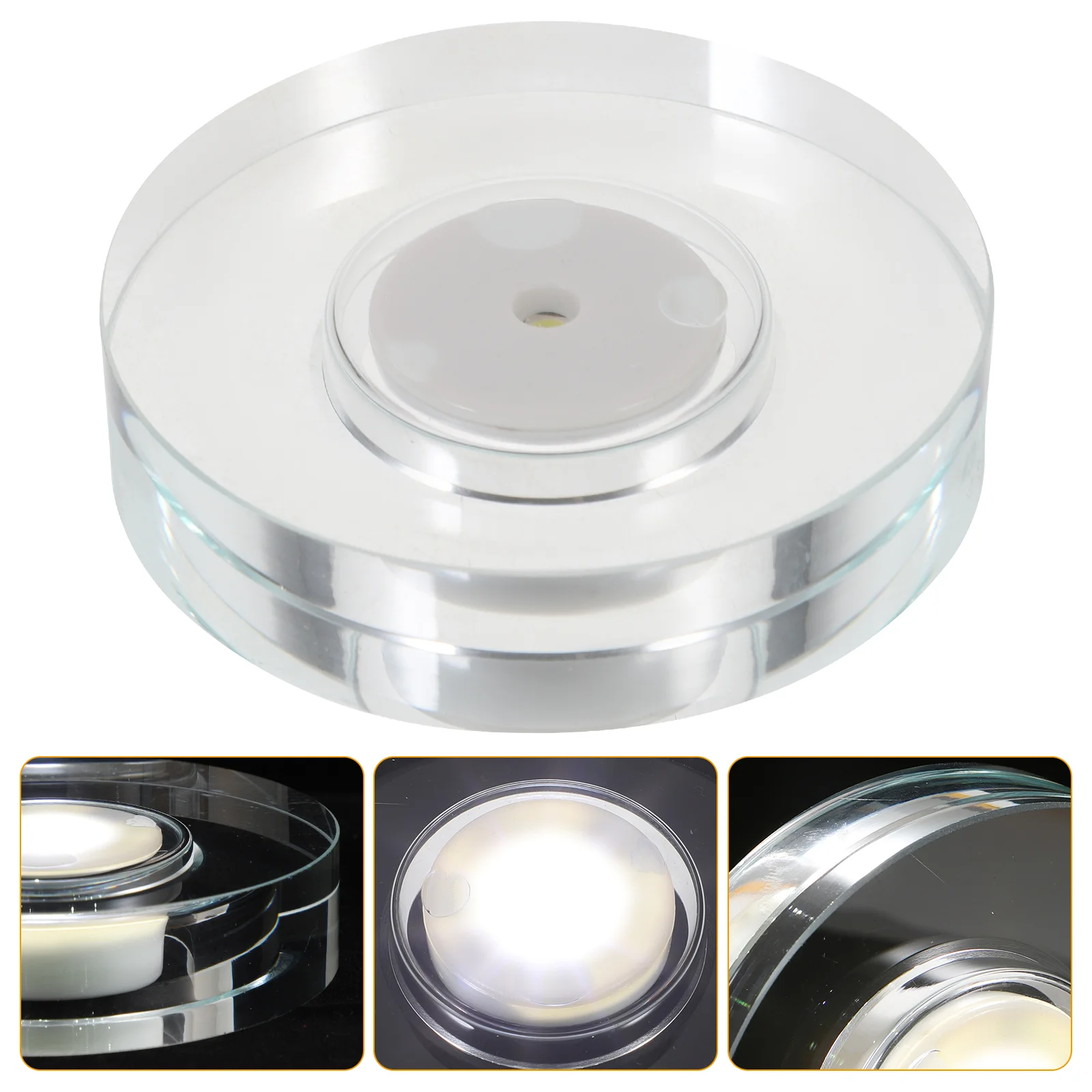 suporte rotativo da lampada crystal display stand ball light base led socket turntable para acrilico 01