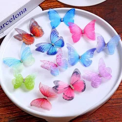 50Pcs Double Layer With Diamond Three-Dimensional Yarn Simulation Mesh Butterfly Jewelry Handmade DIY Headwear Accessories