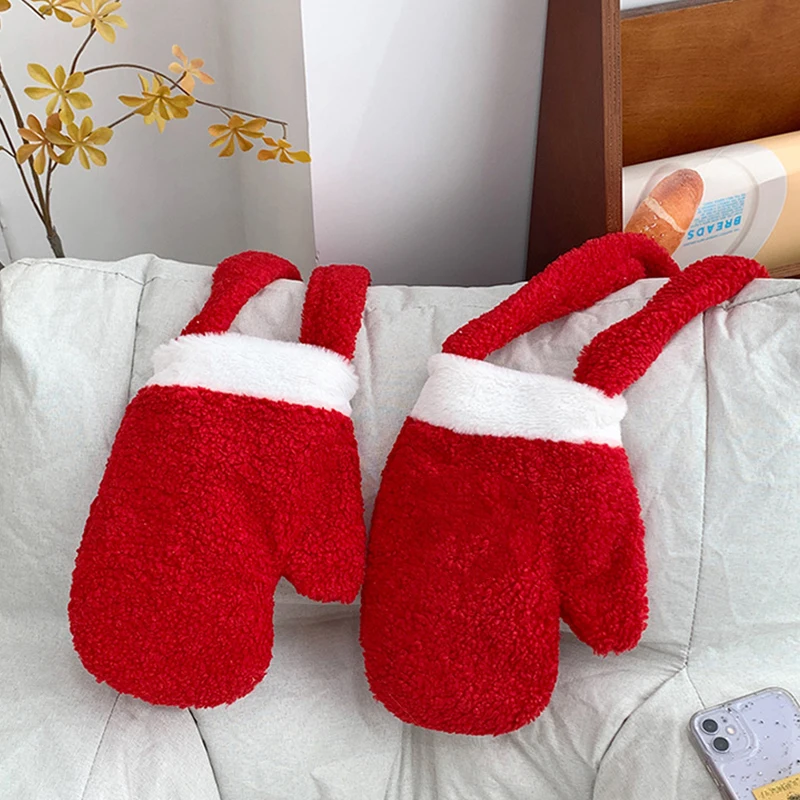 Neujahr Weihnachten Umhängetasche Große Kapazität Unregelmäßige Rote Plüsch Tasche Geschenke Party Requisiten Handschuh Umhängetasche