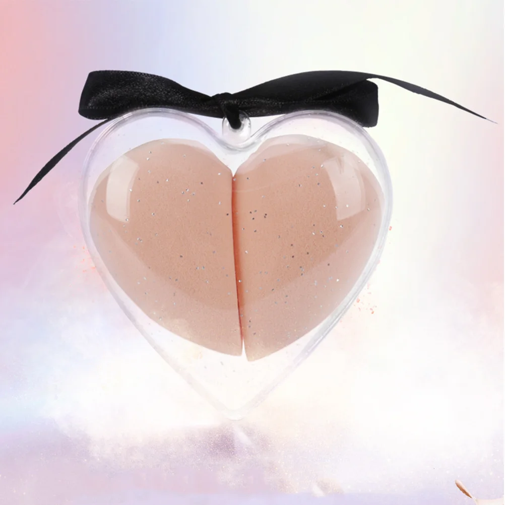 2-delige make-upsponsset hartvorm dubbel gebruik voor nat droog foundation blending ei beauty tool roodachtig zwart