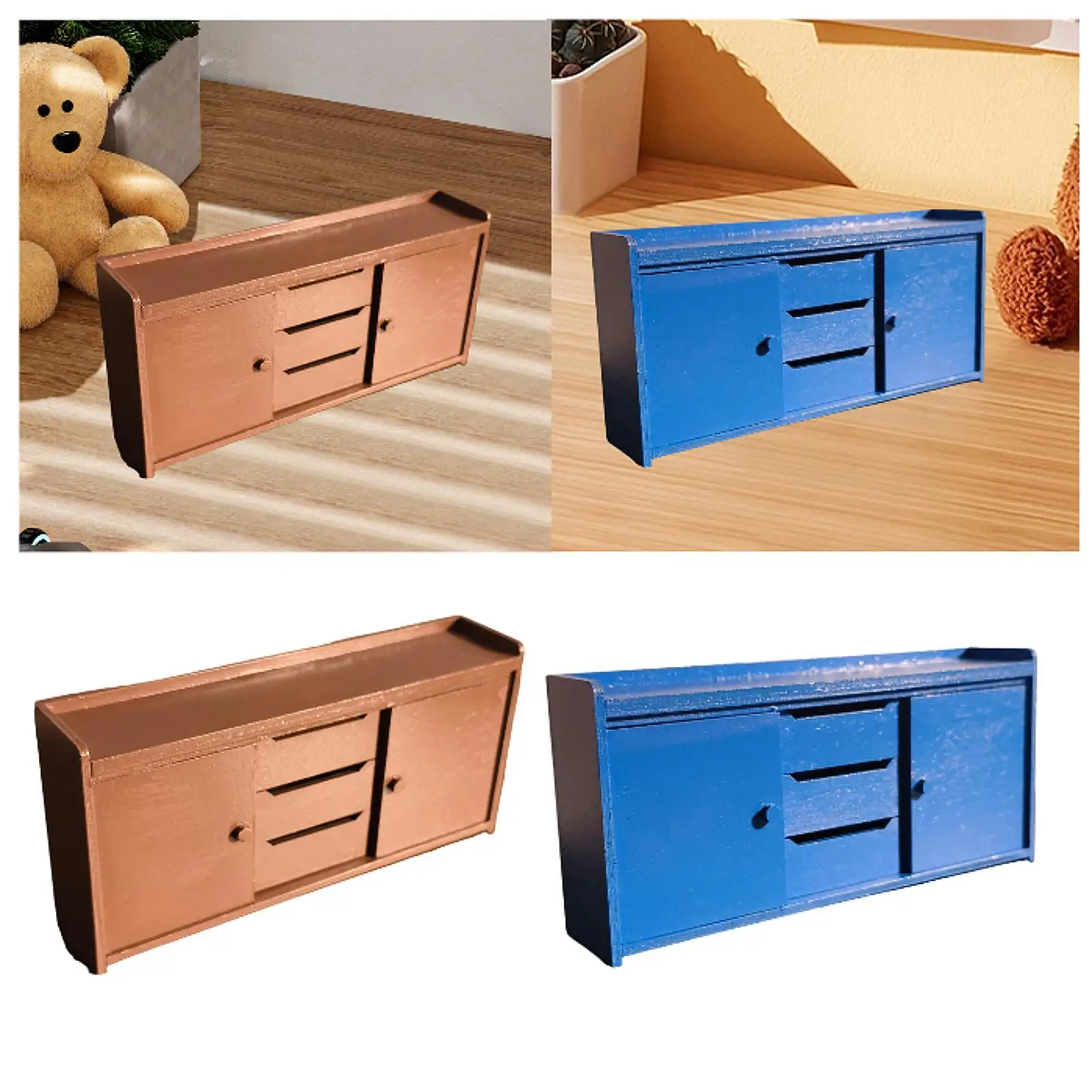 1/12 Dollhouse Simple Showcase Wood Cabinet for Dolls House Toys DIY Scene