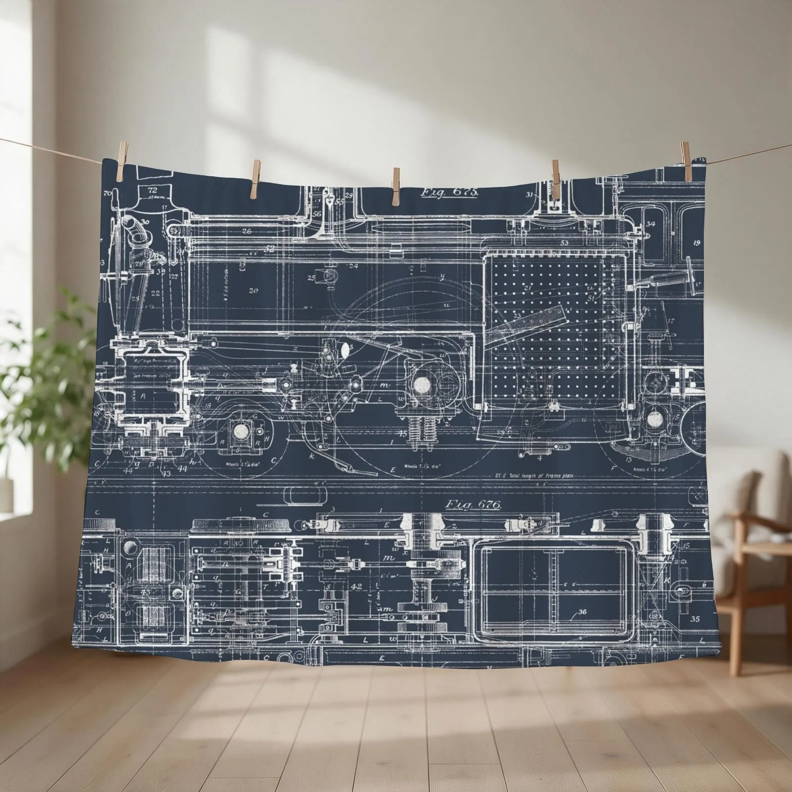 Steam Train Blueprint Throw Blanket Beautifuls Tourist Softest Luxury Blankets
