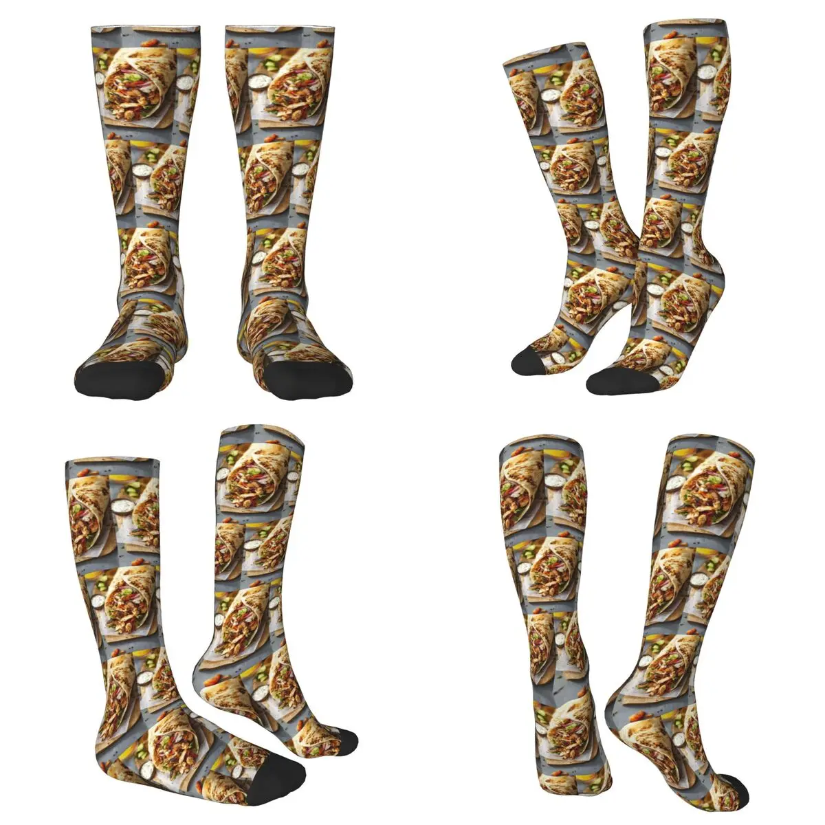 All Seasons Kebab Fresh Ingredients Socks Harajuku Crew Socks Hip Hop Stockings for Men Women