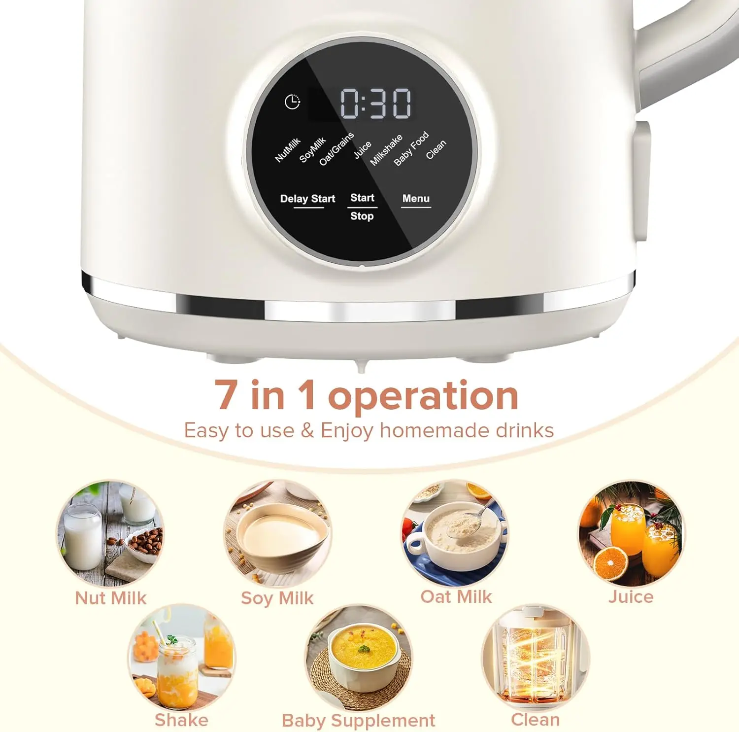 ماكينة صنع حليب الجوز N7، 50 أونصة (1.5 لتر) ماكينة صنع حليب الصويا الأوتوماتيكية لحليب الشوفان المحلي، حليب البندق، العصير، ميلك شيك، أغذية الأطفال، Gra