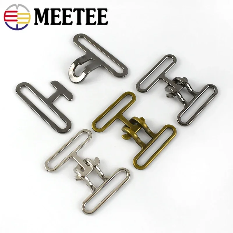 Meetee 2/4pcs 20-50mm Metal Belt Buckles Windbreaker Hasp Hook DIY Bag Webbing Buckle Outdoor Belts Clasp Hardware Accessories