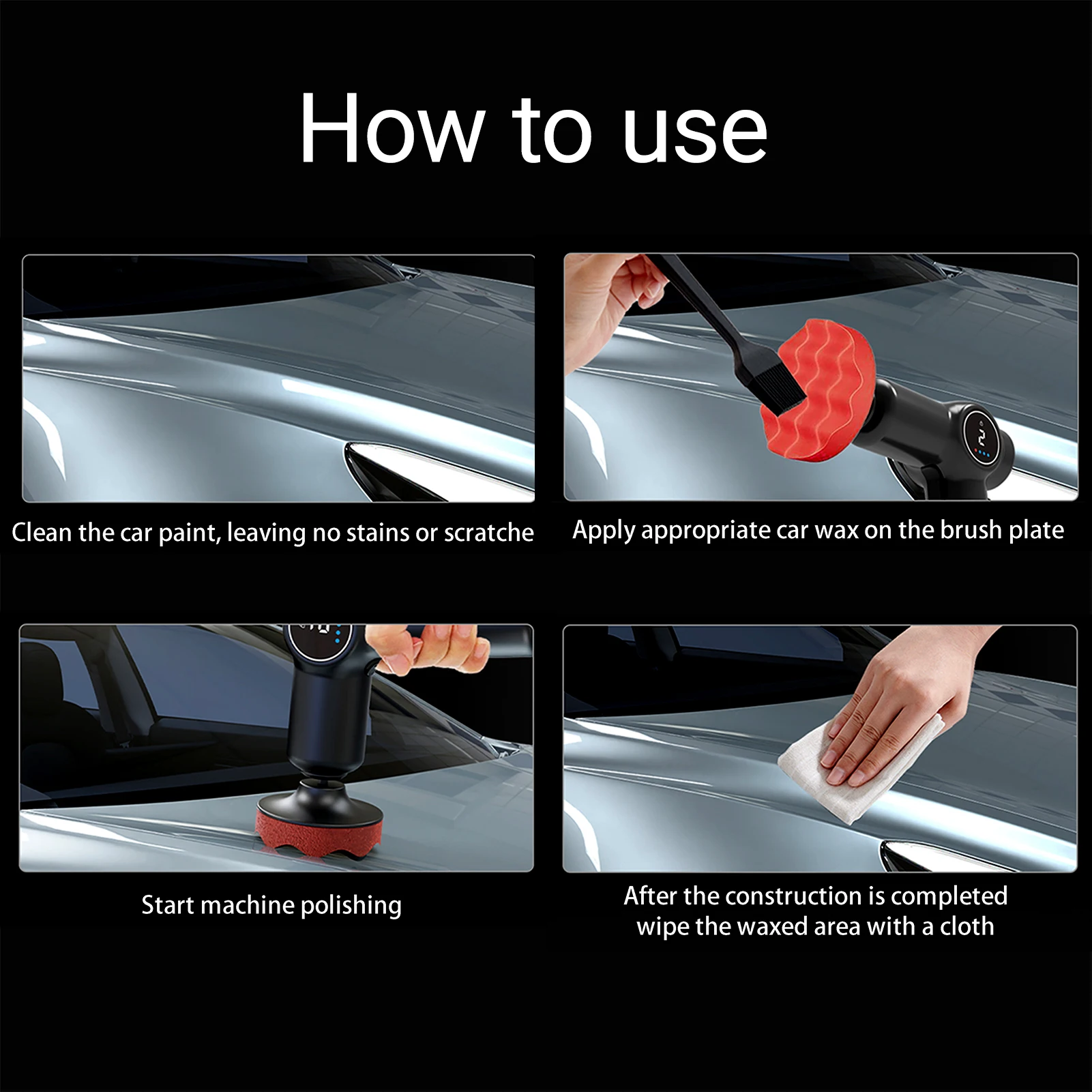 Cordless Eccentric Car Polisher with LCD Screen Car Buffer Polisher Kit 2 Gears of Speeds Adjustable Electric Auto Polishing