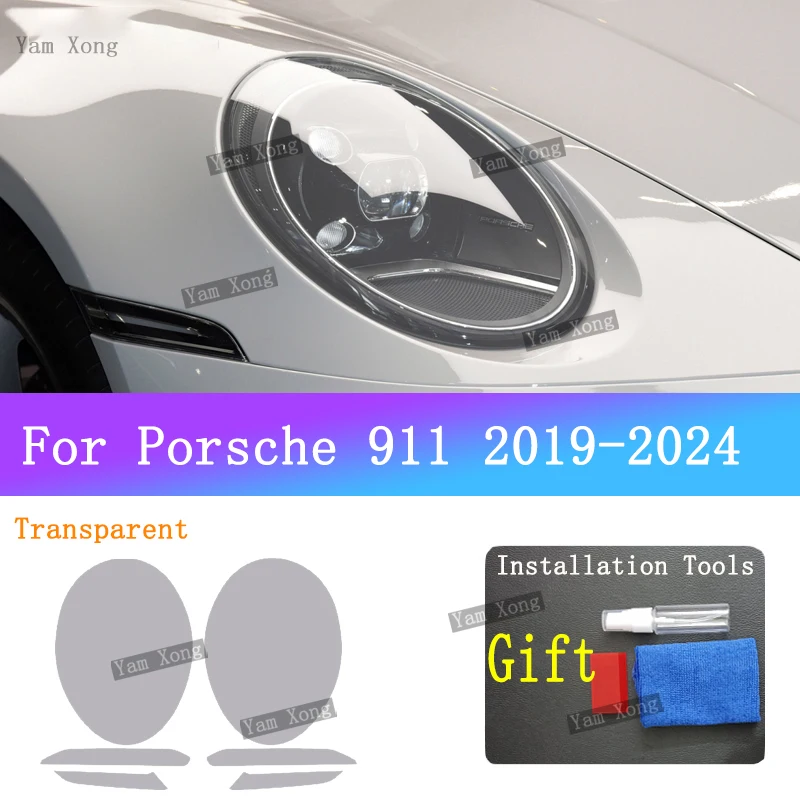 

Защитная прозрачная пленка PPF для передних фар Porsche 911, черная, антицарапийная, бронированная