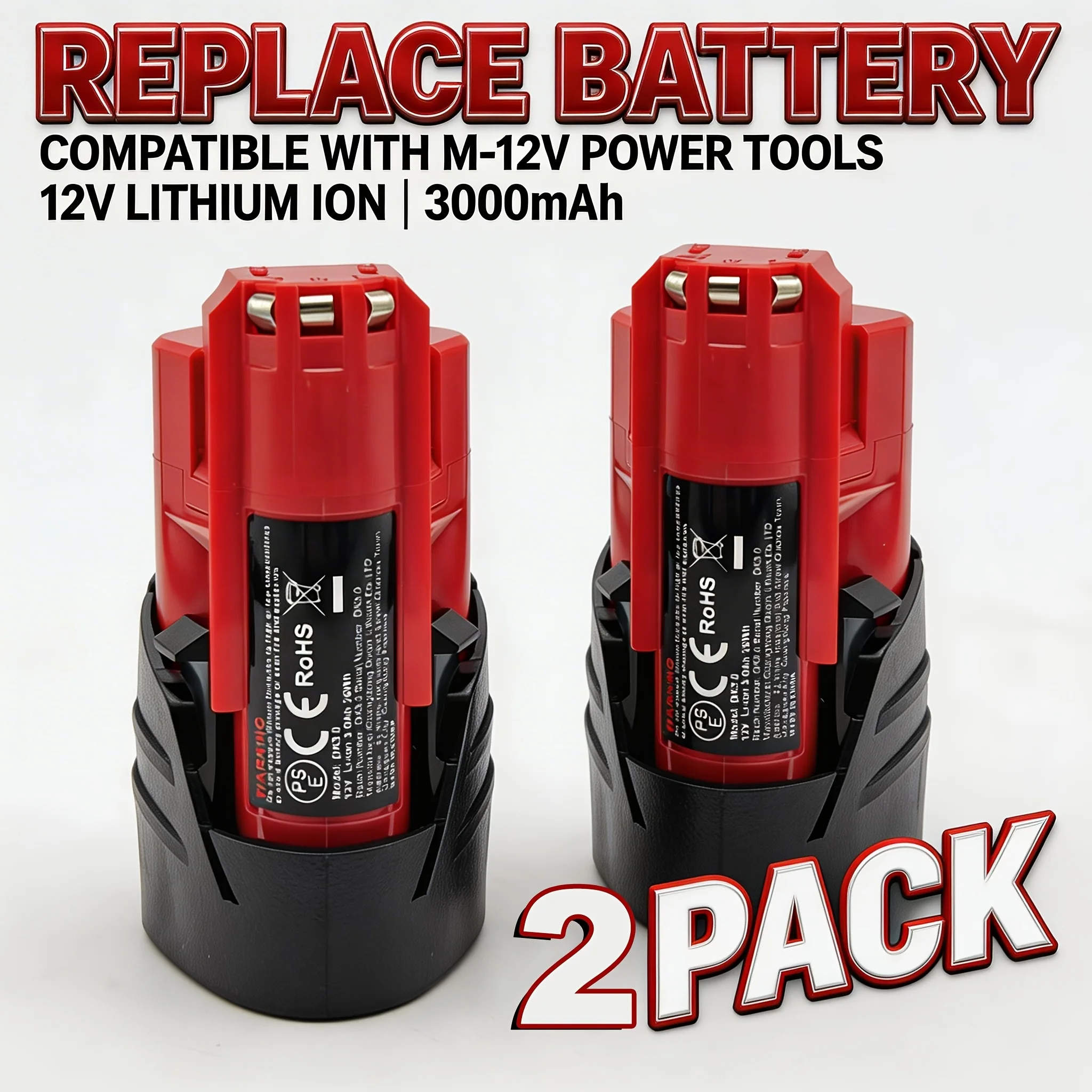 

Local Warehouse - Cordless Tool Replacement Kit 3.0Ah Battery, Used for M12 12V 48-11-2410 2420 2411 2402 12V Lithium ion