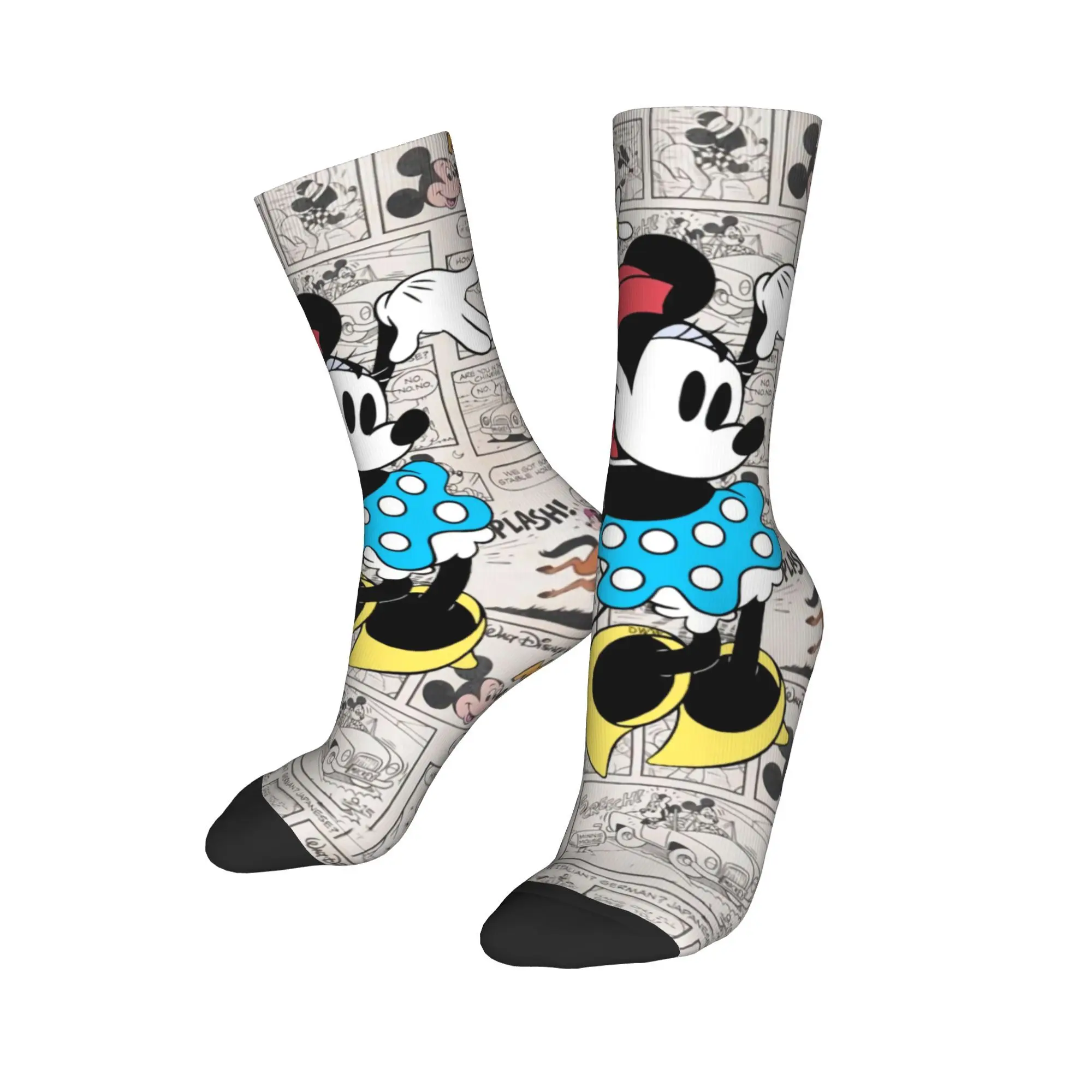 Custom Fashion Men's Minnie Mouse Collage Dress Socks Unisex Warm Breathbale 3D Printed  Crew Socks