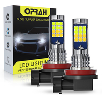 Oprah 2pcs LED Car Fog Light Dual-Colors FOG Headlight Bulbs Car DRL Daytime Running Lamp Front/Rear H7 H11 H3 9005 9006 HB3 HB4