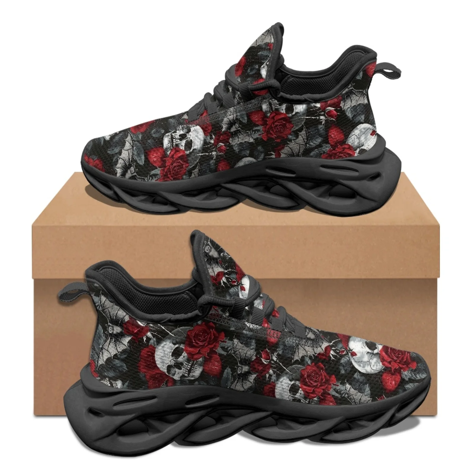 PENSTROLL Skull, Roses, Bats Breathable Fashion Sneakers for Sports Mesh & EVA Tennis Running Shoes Mens Running Sneaker