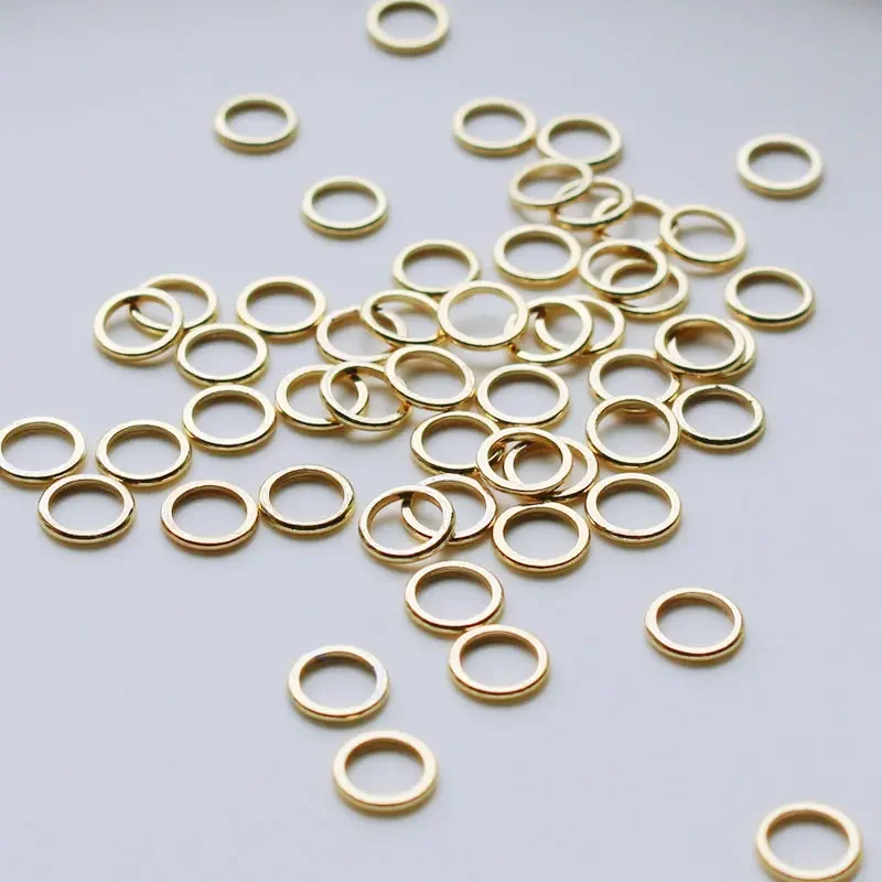 20PCS 14K Gold Color Plated Brass Closed Rings 4MM 5MM 6MM Jewelry Accessories Making Supplies