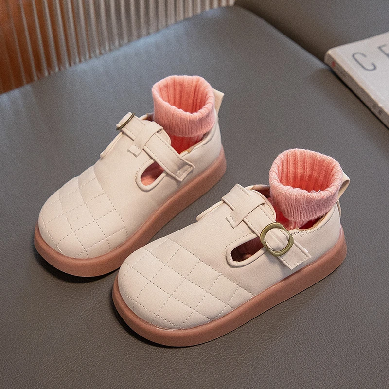 

Girls Leather Shoes Retro 2023 Spring Autumn T-Strap New Students Kids Casual Shoes Soft Britain Style Drop Shipping Children PU