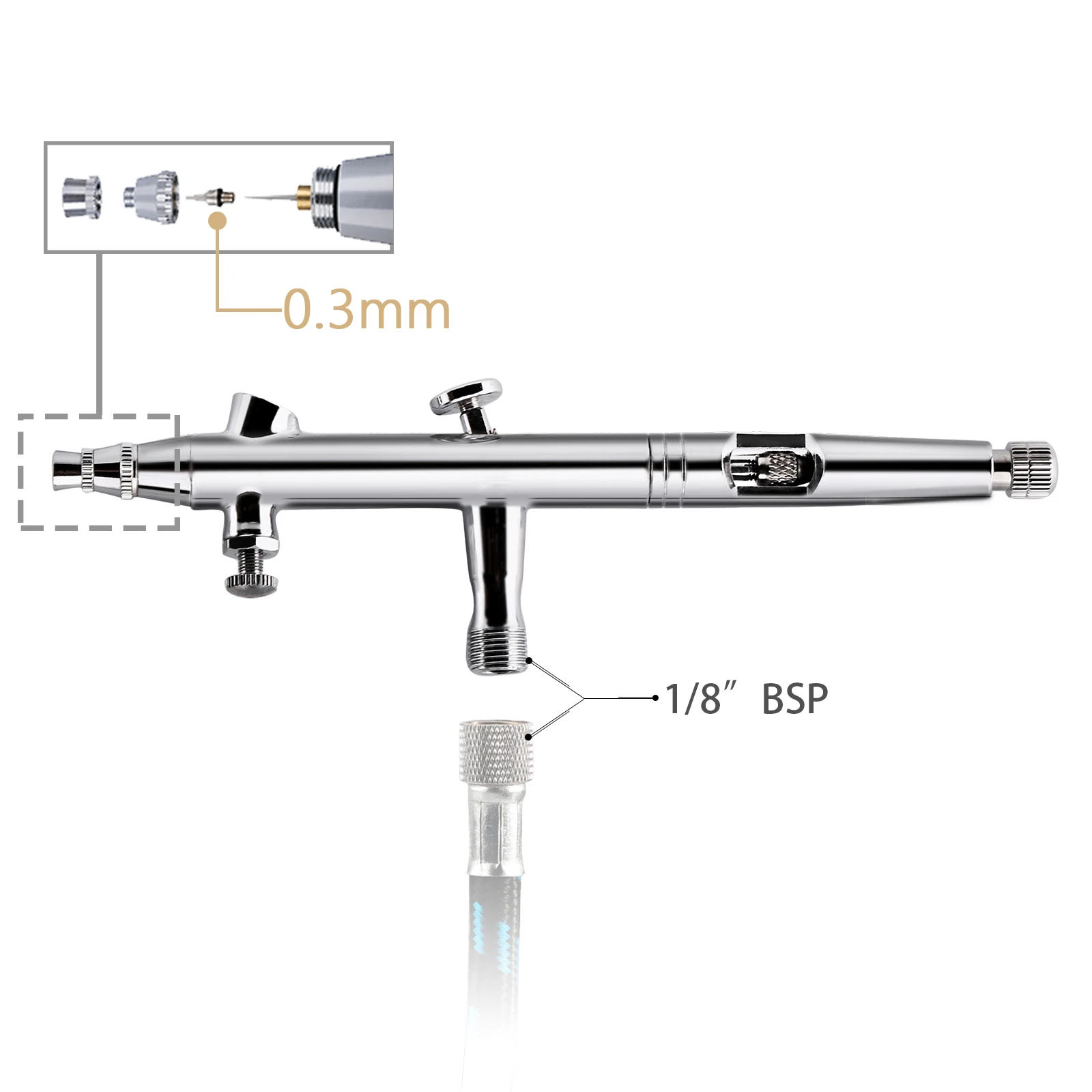 Airbrush Set Dual Action Professional Air Brush Kit with 2/5/13CC Spray Cup and Wrench Dropper Tool for Cake Tattoo Painting