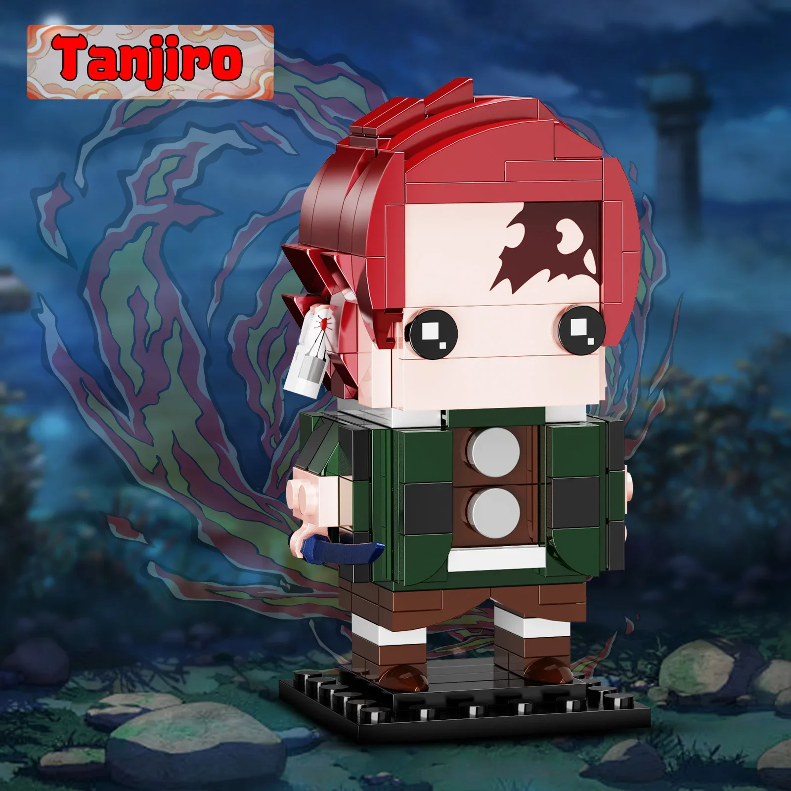 MOC – ensemble de blocs de construction Demoned Slayers Brickheadz, film animé japonais Tanjiro et Nezuko, figurines en briques, jouets cadeaux pour enfants (351 pièces)