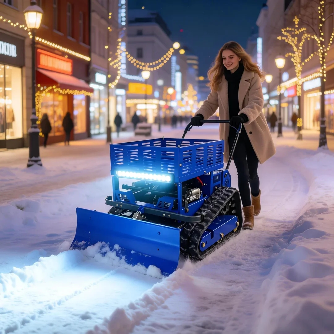 

Customized 4-Stroke Self Propelled Lawn Mower Cordless Rotary Tracked All Terrain Remote Control With Storage Rack Snow Shovel