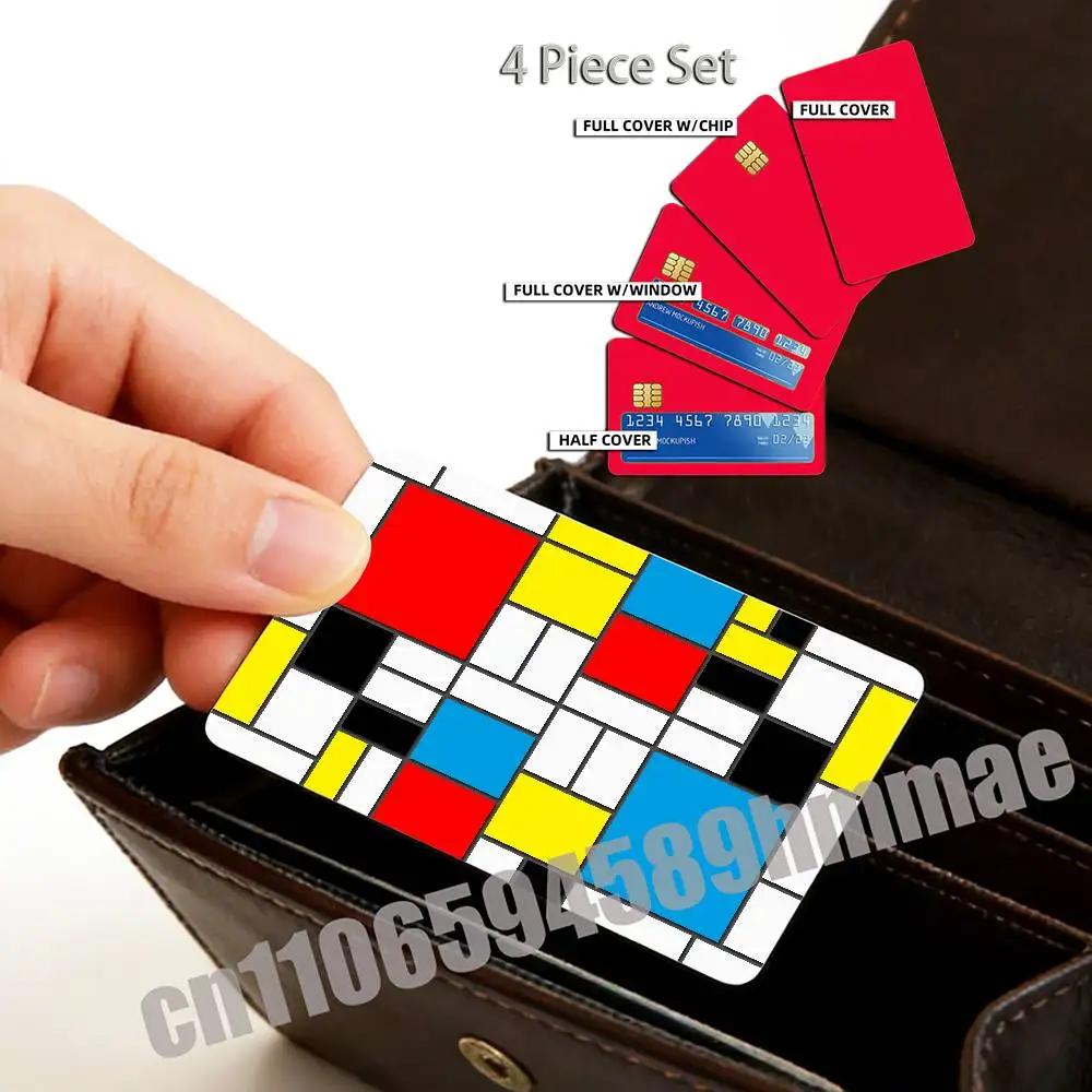 

For Abstract Piet Mondrian wallpaper Credit Bank Sticker Film Waterproof Protect Access Card Full Cover Skin ID