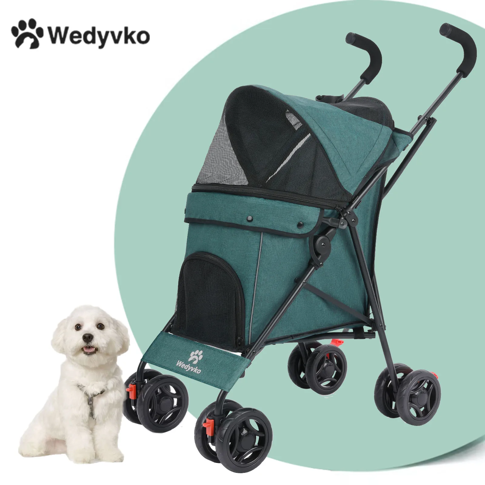 

Outdoor Puppy Stroller Cat Dog Travel Breathable Pet Stroller Lightweight Folding Universal Wheels Small Medium Pet Stroller