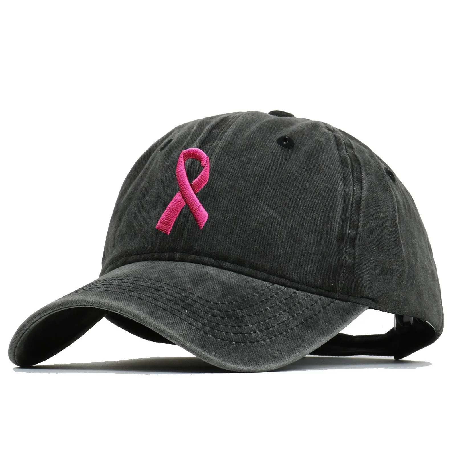 Chapeau Octobe Rose avec Ruban Brodé pour Femme, Casquette de Baseball, Sensibilisation au Cancer du Sein, Octobre