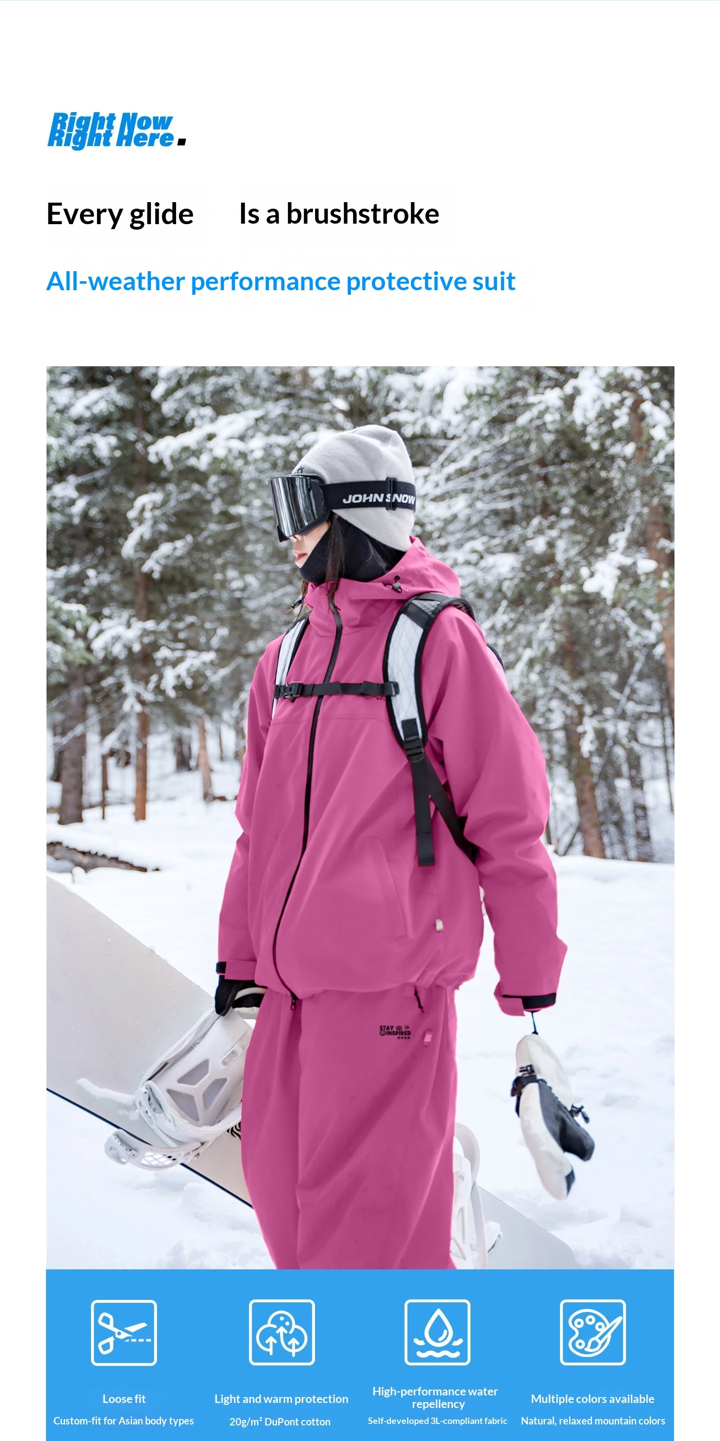 John Snow 2025 Neuer Ski-Anzug für Paare, Einzel- und Doppelmodell, locker geschnitten, wasserdicht, wärmeisolierend, Skihose und Skijacke – Detail 6