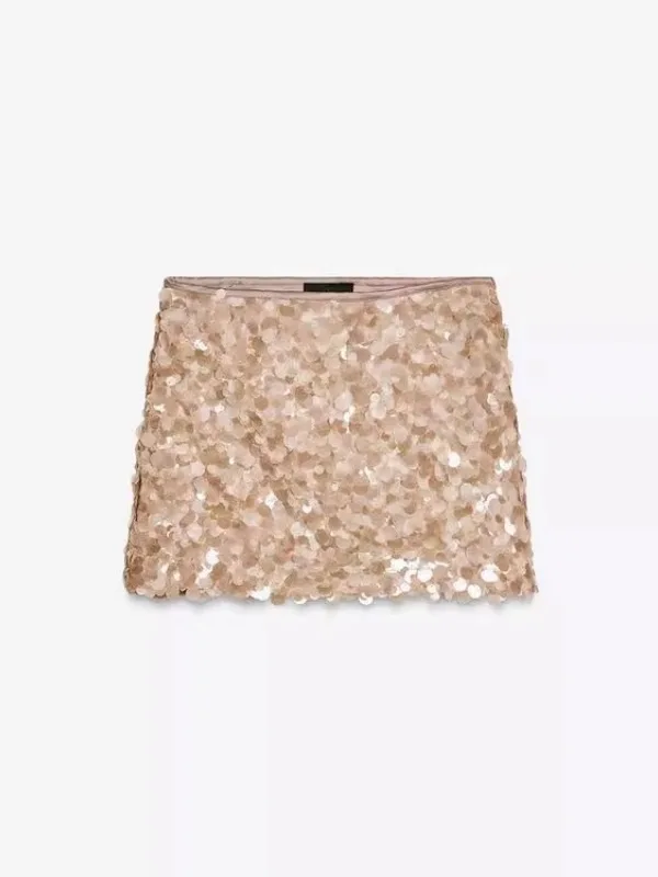 تنورة قصيرة نسائية عصرية لربيع وصيف 2025 بأسلوب بانك، خصر مرتفع مع ترتر لامع، تنورة قصيرة كاجوال من ألياف البوليستر #3