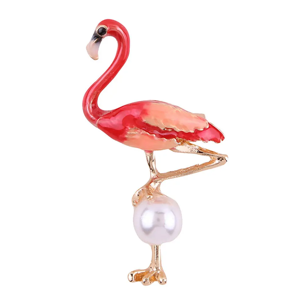 3pcs Flamingo Brooch Alloy Pin Red Purple Blue For Women Girls Fashion Jewelry Dress Accessory Party Wedding Ceremony Decor