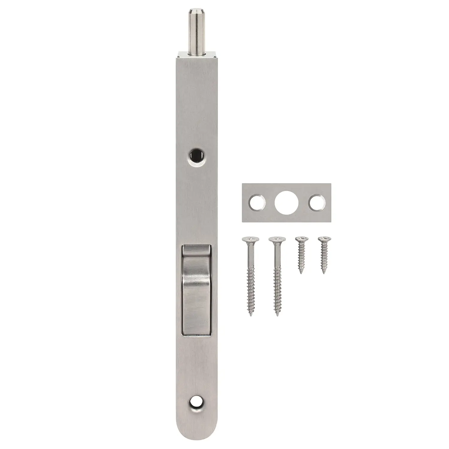 

7-Inch Solid Brass Flush Bolt for Double Doors, Satin Nickel Finish, Heavy Duty