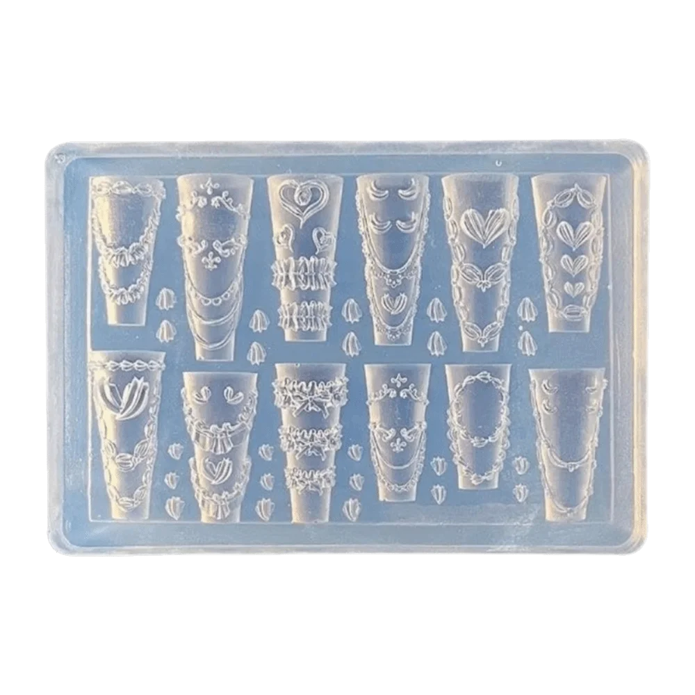 Stereoscopic Design Silicone Nail Mold Multiple Shapes Bow Ribbon Pattern 3D Nail Decoration Mold Nonstick Surface