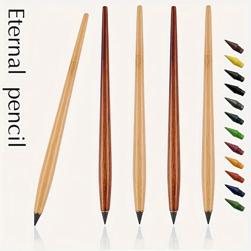 13Pcs/set Everlasting Pencil Unlimited Writing Solid Wooden Pencil HB Replacement Set Student Drawing Art Pencil School Supplies