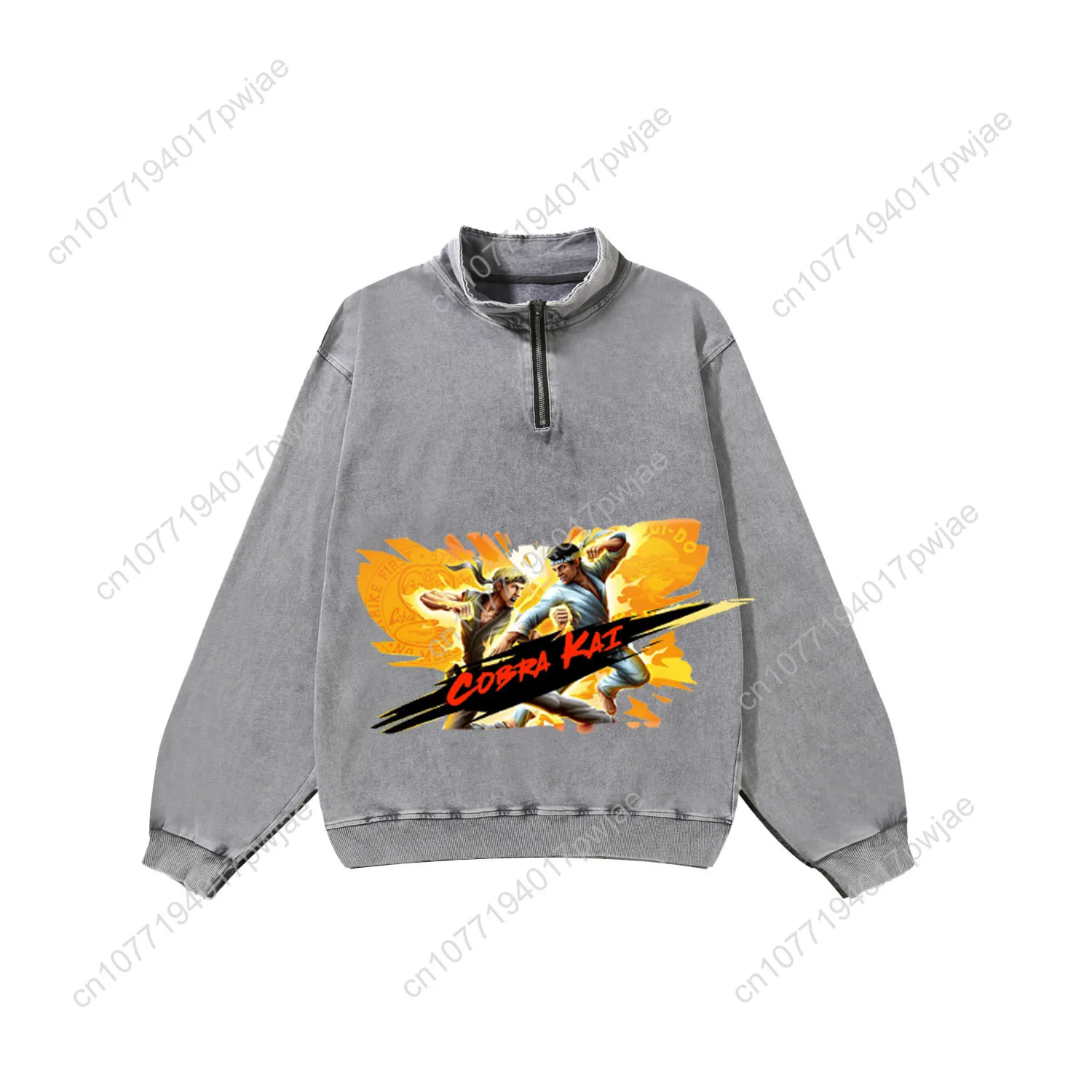 Cobra Kai Custom Retro Sweatshirt Mans Womans Half Zipper Vintage Sweat Shirt Photo Custom Made Tops