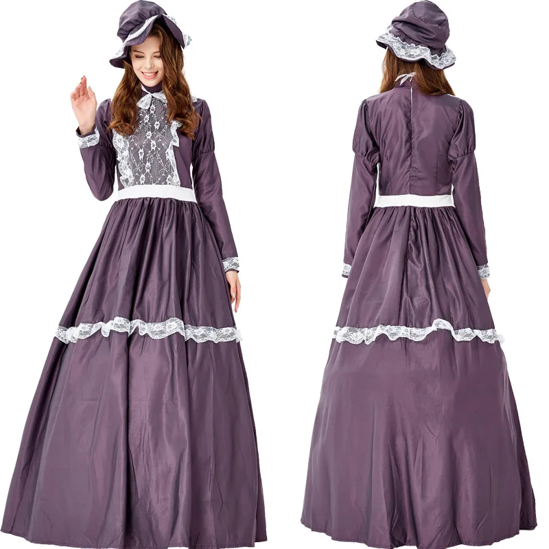 

Длинное платье принца на Хэллоуин, винтажный костюм королевы суда, сценическое платье, женская традиционная одежда, этническая сценическая одежда